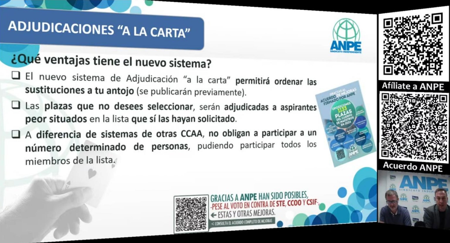 Se pone en marcha el nuevo sistema de adjudicación de sustituciones “a la carta”, fruto del acuerdo de mejoras firmado por ANPE