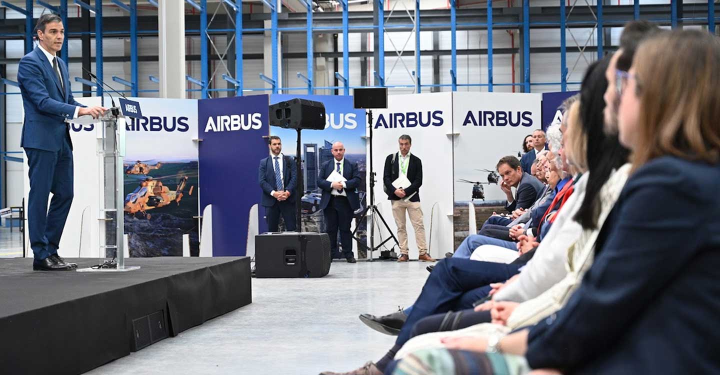 Pedro Sánchez subraya el papel de Airbus en el modelo productivo de sostenibilidad social, medioambiental y fiscal que impulsa el Gobierno