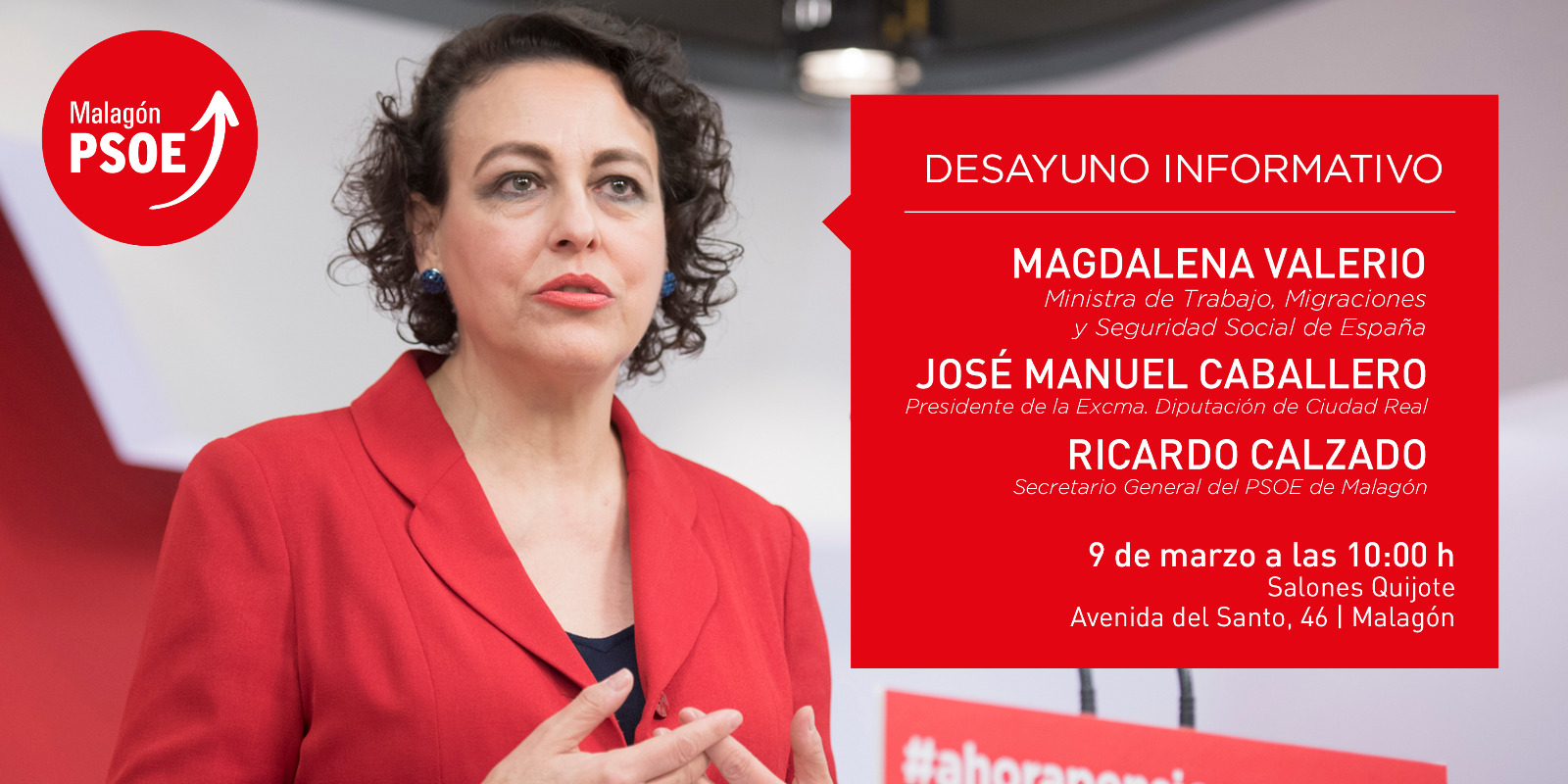 La ministra Magdalena Valerio participará el sábado en una charla con los vecinos de Malagón sobre empleo, empresarios y autónomos 