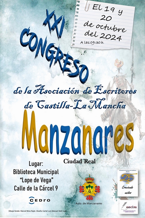 Manzanares y el Congreso de la Asociación de Escritores de Castilla-La Mancha que tratará sobre temas manzanareños exclusivamente