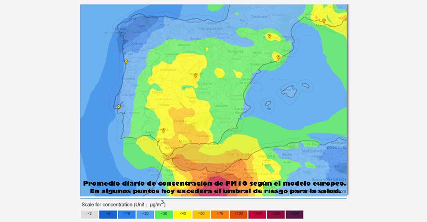 Hoy la calima alcanzará niveles de riesgo para la salud