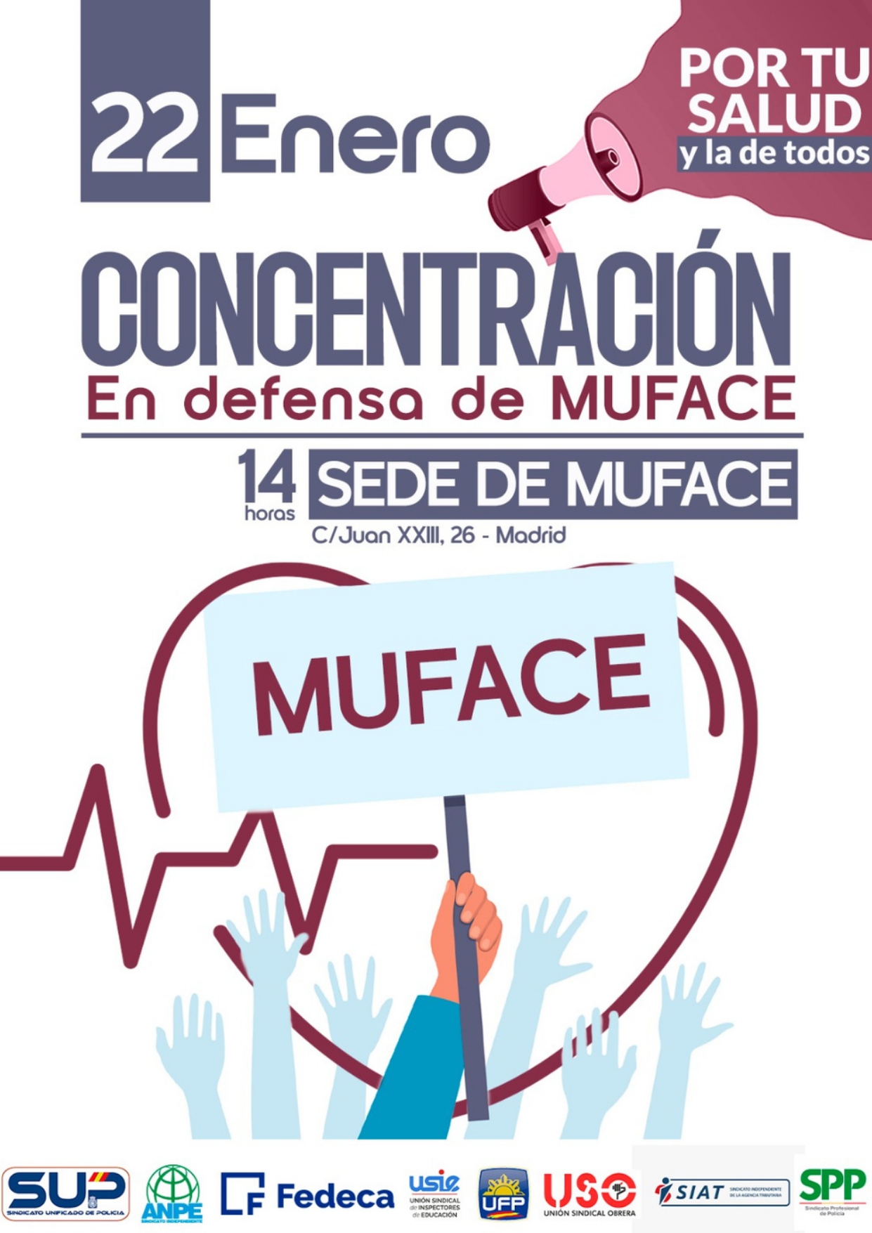 ANPE CLM participará en la concentración en defensa de MUFACE del próximo día 22 de enero en Madrid