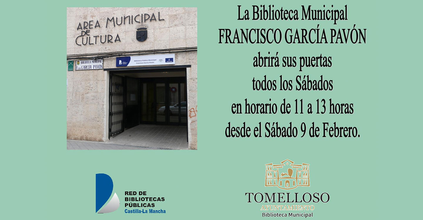 La Biblioteca municipal abrirá sus puertas todos los sábados a partir del día 9