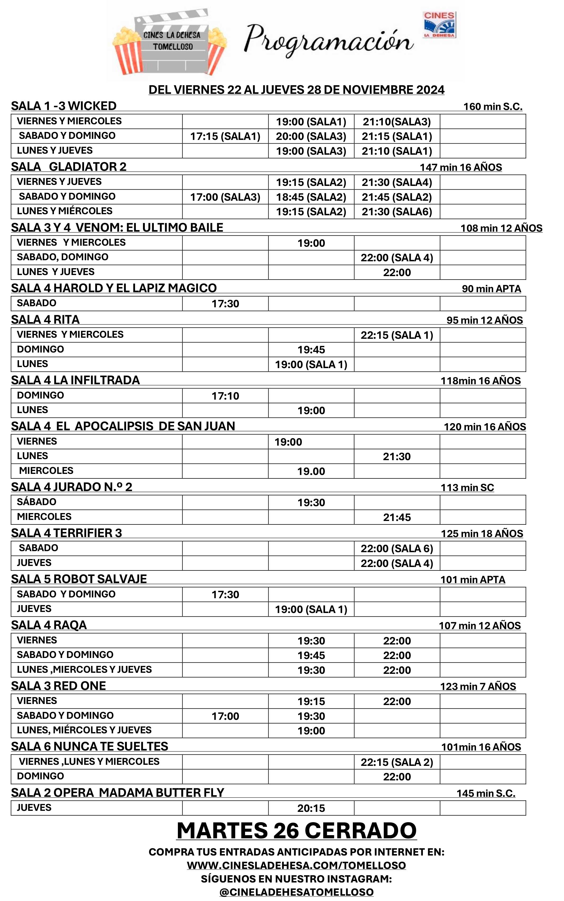 Cartelera cines La Dehesa