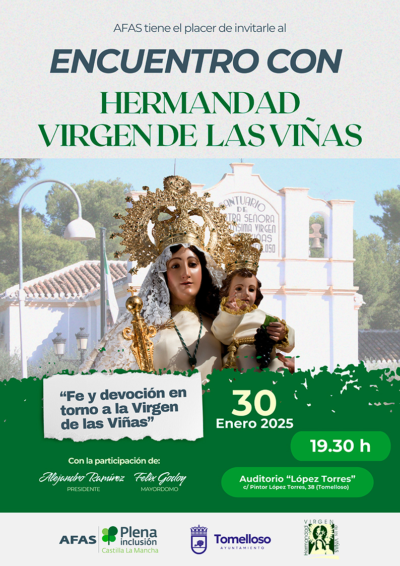 AFAS organiza un nuevo Encuentro con la Hermandad Virgen de las Viñas: Fe y devoción en torno a la figura de la patrona de Tomelloso