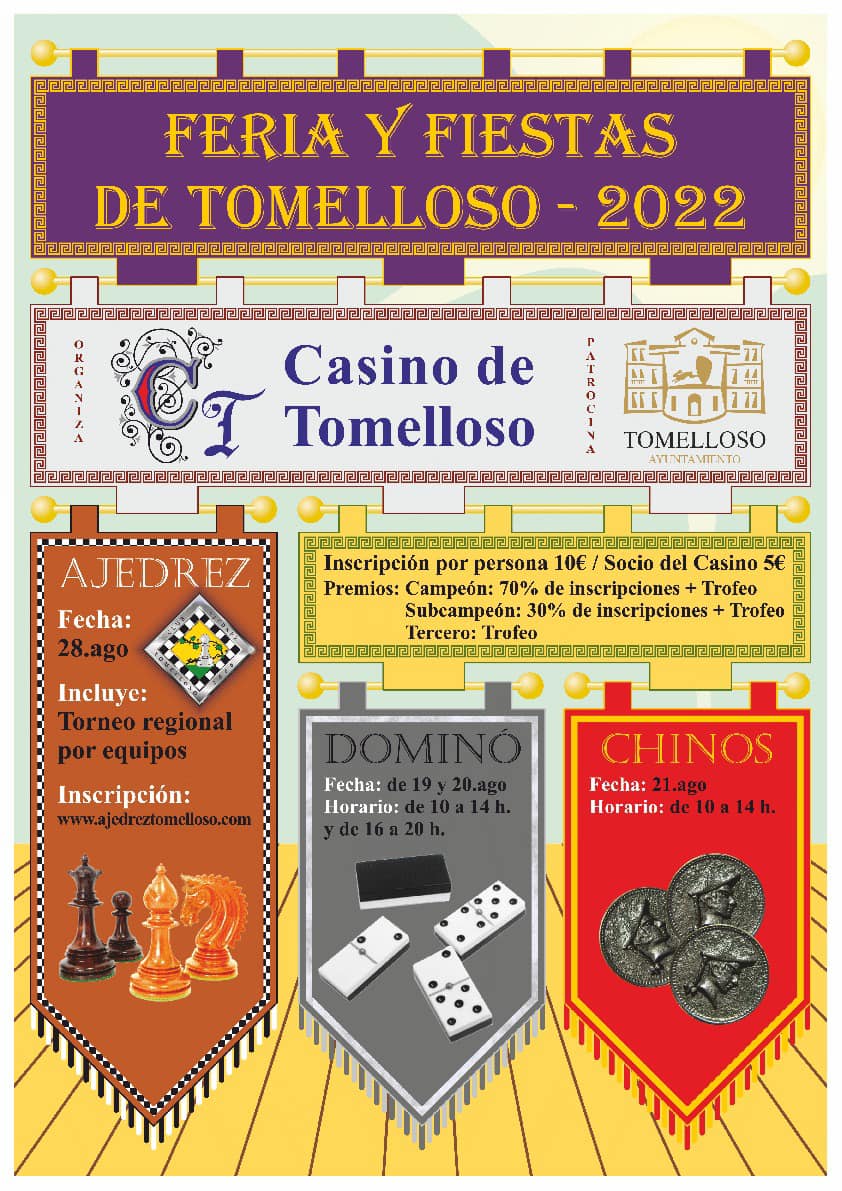 Ajedrez. dominó y chinos en el Casino de Tomelloso