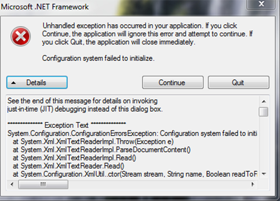 Ejemplo de un error de framework. Una aplicación, mientras está siendo interpretada por este middleware, tiene algún problemilla. El usuario tiene otro.