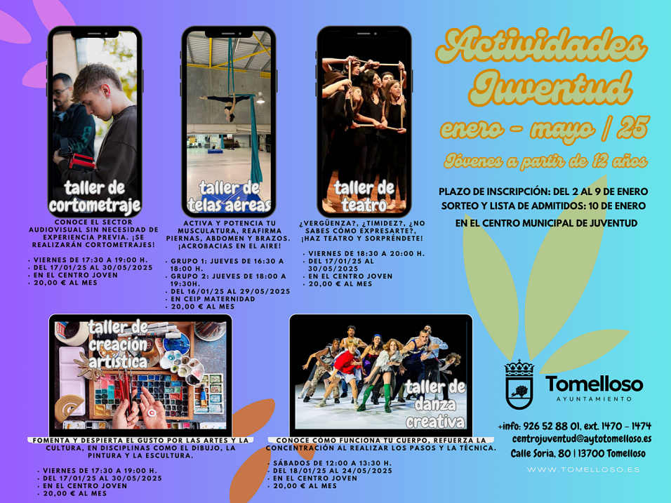 Comienza el plazo de inscripción para las actividades de Juventud e Infancia en Tomelloso