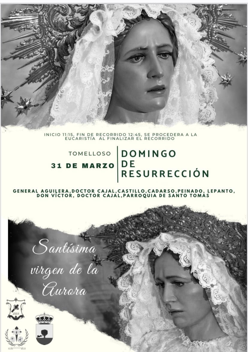 La Santísima Virgen de la Aurora procesionará en Tomelloso el Domingo de Resurrección