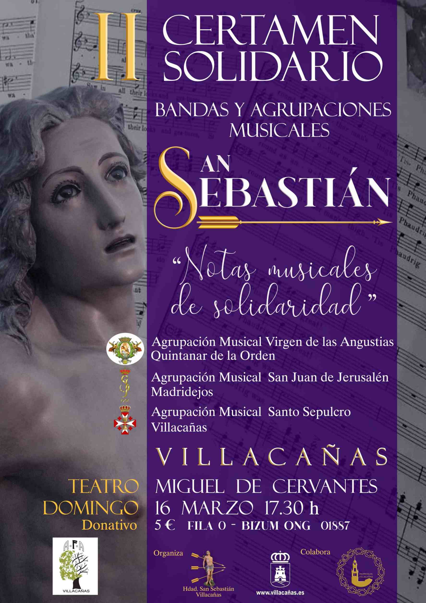 Villacañas celebrará el II Certamen Solidario de Bandas y Agrupaciones Musicales “San Sebastián”